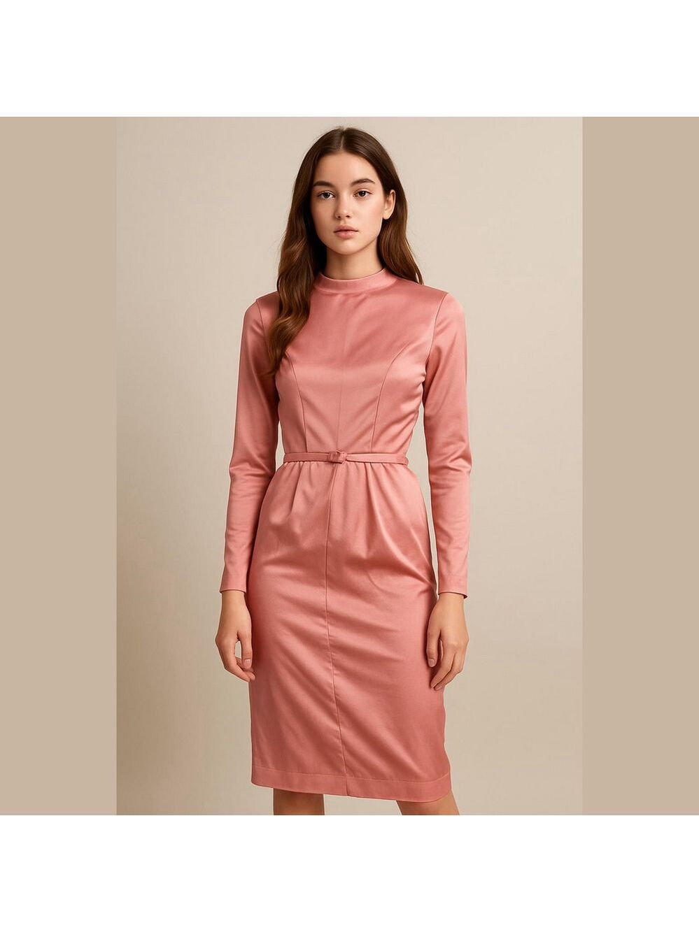 Vintage 70s Pink Satin Dress Handmade